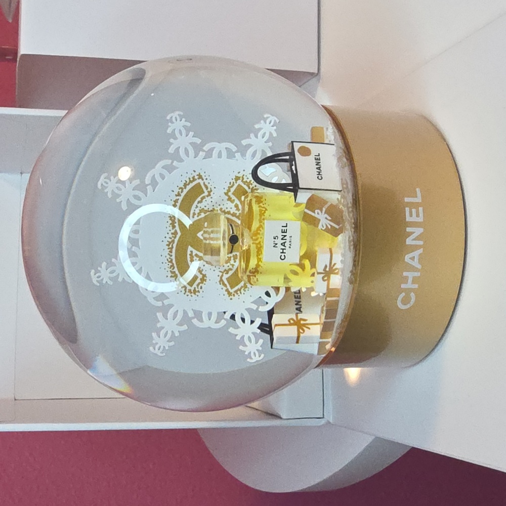 NIB CHANEL Gold Monogram Snowglobe!